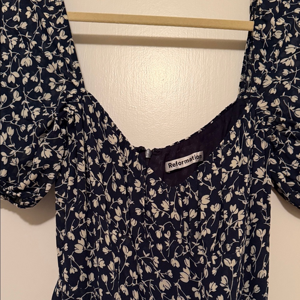 Reformation Midnight Blue Floral Blouse